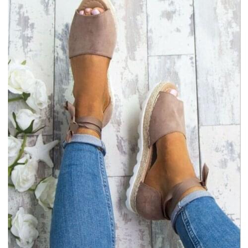 2018 Large Size 35-43 Women canvas Sandals Shoes Woman Summer Sandals Flats Casual Solid Riband Tenis Feminino Espadrilles Girl