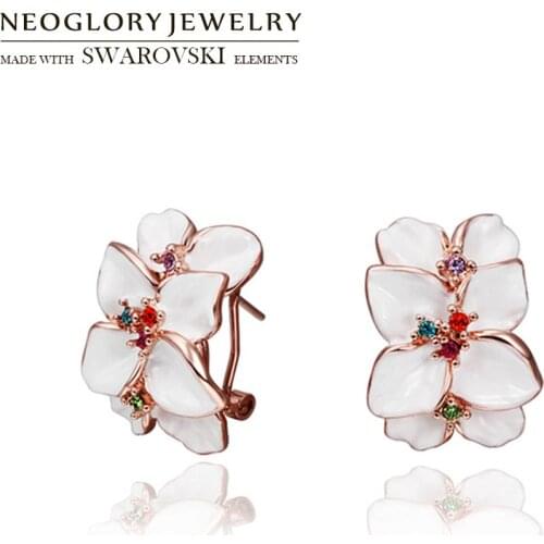 Neoglory Jewelry Fashion Earring 2020 Rose Flower Shape Enamel Earrings For Women Appointment Anti Allergy Gift