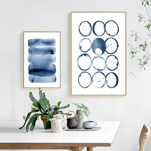 Modern Abstract Canvas Ink Paintings Print Blue Wall Art Picture Nordic Posters Living Room Decoration Home Office Decor