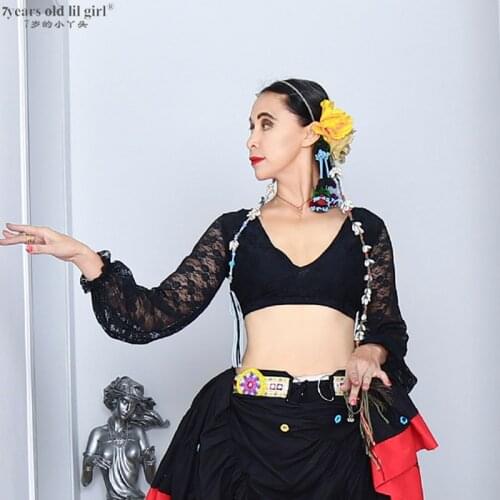 Belly Tance Long Sleeve Choli Lace Top Fat Chance Tribal Dance Costume FQQ01