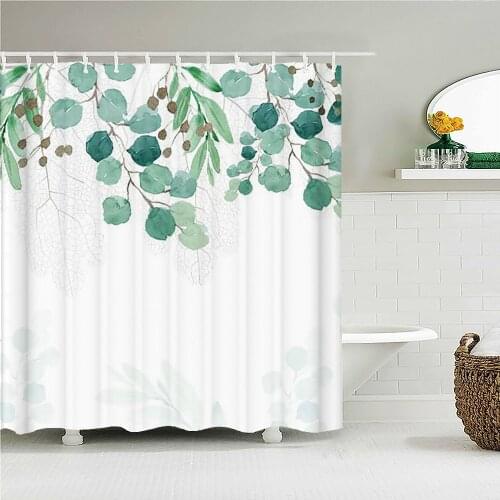 Creative cartoon small fresh plants beautiful flowers art shower curtain waterproof bathroom decoration home furnishing
