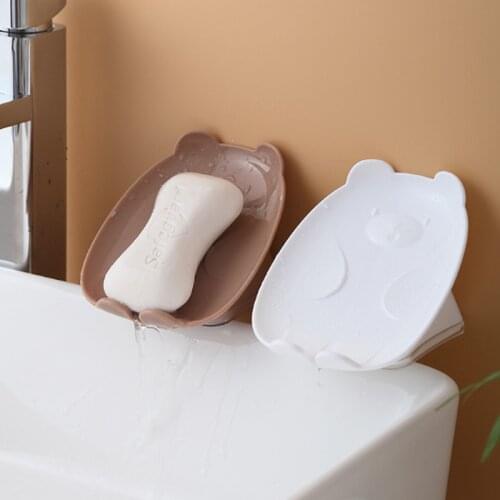 Bathroom Bear Soap Box Multifunctional Plastic Draining Soap Dish Free Perforated Soap Dish Multifunctional Storage Rack