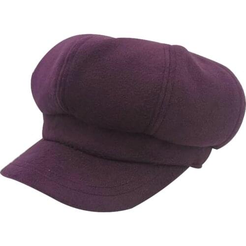 Autumn Women Hats Solid Plain Octagonal Newsboy Winter Cap Ladies Casual Warm Winter Beret Female Caps