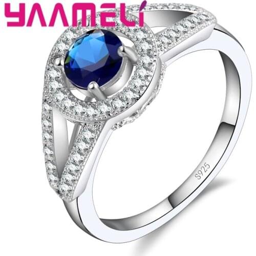 Top Quality 925 Sterling Silver Clear Zircon Eye Shape Rings For Woman 5 Colors Summer Style Rings Wholesale