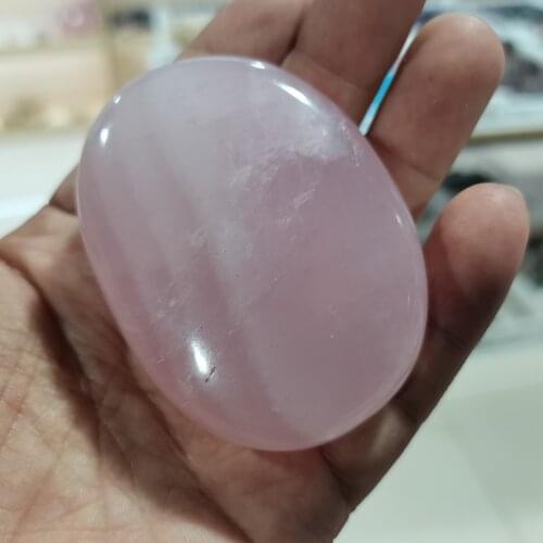 1pcs Natural Pink Crystal Original Stone Small Oval Beans Fish Tank Stones Hand Play Decoration Desk Beaded Ornament