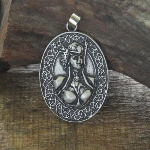 Lanseis 1pcs norse god Valkyrie Freya Norse Pendant viking Vegvisir symbol necklace pendant Goddess of War jewelry