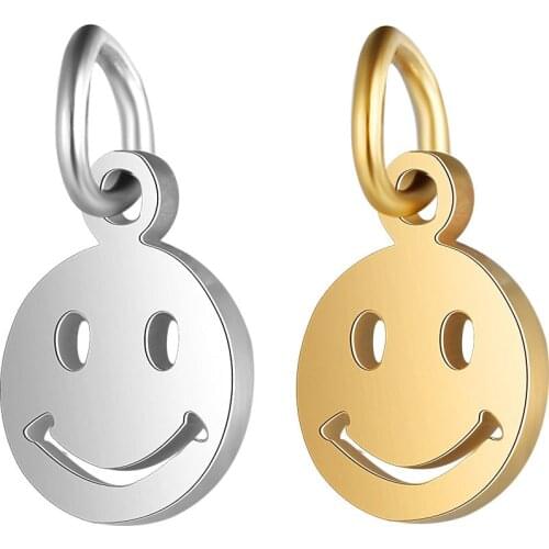 10pcs/lot Stainless Steel Smile Face Jewelry Making Accessories Charms For DIY Choker Necklace Bangel Bracelet