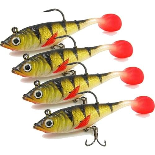 4pcs Fishing lures fishing tackle soft bait luminous lead fishing artificial bait jig wobblers rubber silicon lure 11g 10cm