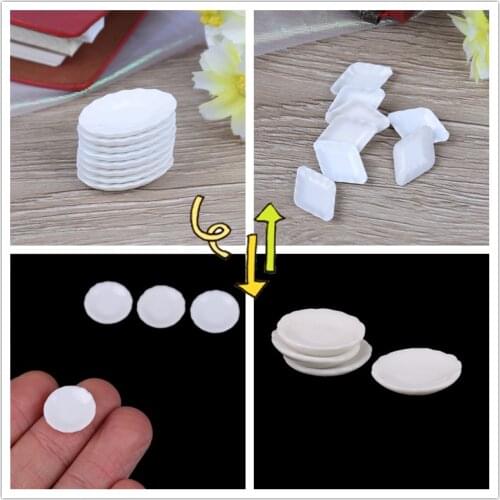 8PCS/SET Durable Mini Food White Dishes Tableware Miniature Doll House Accessories Dollhouse Trays Plates Doll Kitchen Toys