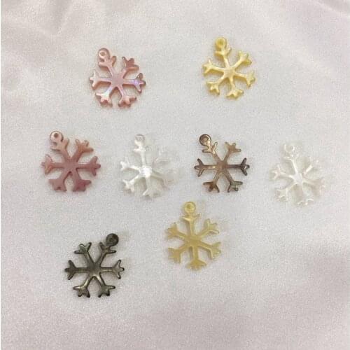 15*18MM 8Pcs Snowflake 100% Natural Pink White Yellow Black Pearl Shell Pendants Jewellery Charms