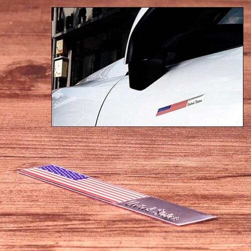 Aluminum Alloy Label Emblem Chrome Sticker United States USA Flag 3D Badge American National Map Stickers