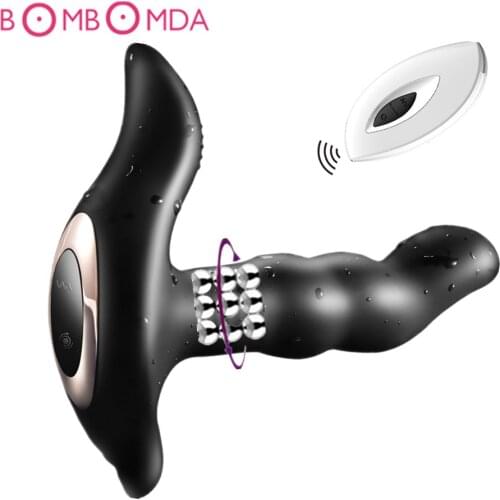 Anal Butt Plug Vibrator Adult Sex Toys for Men Prostate Massage Rotation Anal Vibrator Stimulator Remote Control Anal Erotic Toy