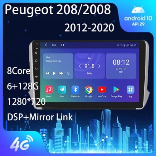 For Peugeot 208 / 2008 2012 - 2020 Android Auto Autoradio Bluetooth Apple Carplay Wireless Car Audio Radio 1 Din Gps Coche Dab