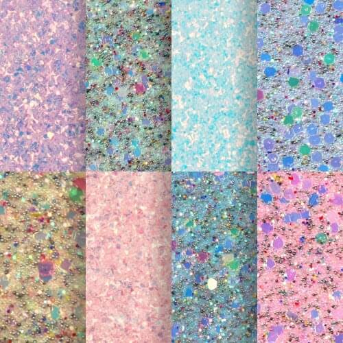 20x33cm Shimmer Sequins Glitter Faux Leather Sheets Miyuki Beads Synthetic Leather for DIY Earrings Hair Bow,1Yc19819