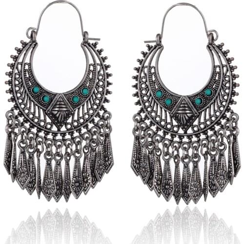 Bohemian Ethnic Hanging Alloy Tassel Drop Earrings for Women Fashion 2018 New Trendy Style Earrings Wedding Jewelry Accessories