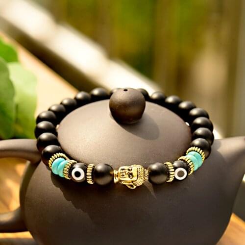 Bracelets And Bangles Natural Stone Buddha Bracelet Homme Femme Charms Pulseras Turkish Evil Eye Personality Bracelet Turquoises