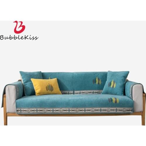 Bubble Kiss Sofa Cover Chenille Simple Solid Color Embroidery Four Seasons Universal Non-Slip Comfort Wear-Resistant Couch Cover