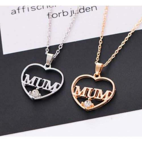 MUM Letter Heart Pendant Necklace Choker Chain Mother Day Gift Jewelry Accessory
