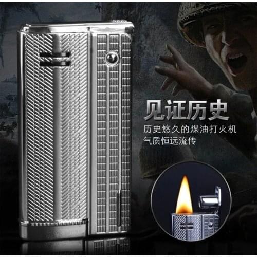 Old style Austrian kerosene wheel lighter ultra thin windproof retro personality domestic creative windproof Cigarettes Smoking