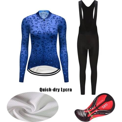Lycra Long Sleeve Women Fashion Cycling Jersey Set 2021 Bicycle Clothing Skinsuit Kit MTB Suit Female Road Bike Clothes Uniform