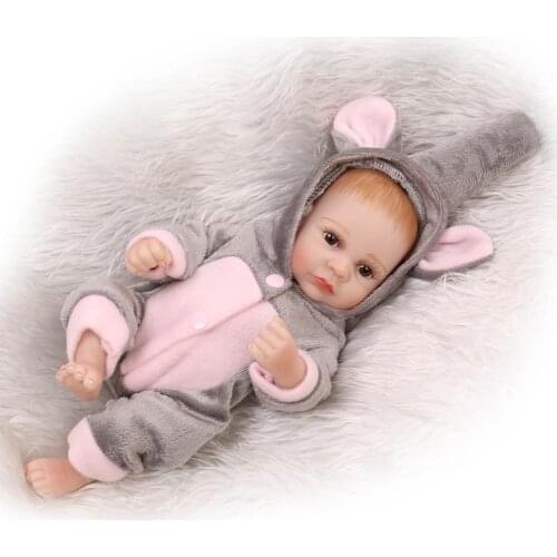 NPK DOLL Mini Reborn Baby Doll Lifelike silicone Bath toys for girls Sleeping girl doll for newborn kids Christmas Gift 10 inch