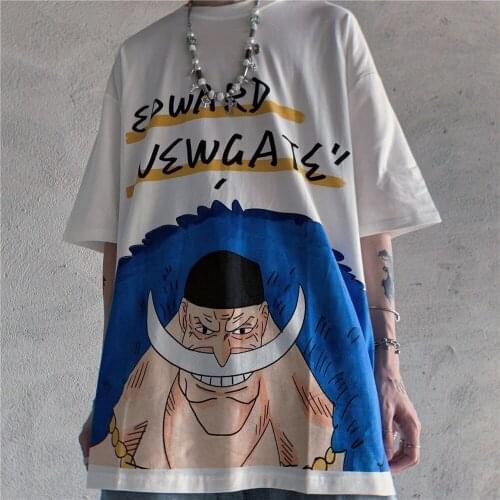 Summer One ACE Piece T Shirt Men .Edward Newgate T Shirts Short Sleeve Japan Anime T-shirt Tee Oversized Harajuku Tshirts Men