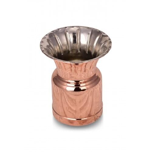 Handmade Copper Vase, Güldan Vazo Wavy Straight Red