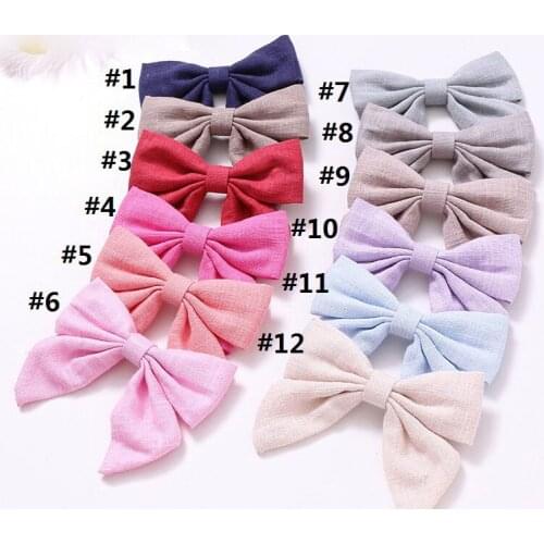 MengNa 3.4" Fabric Bow With Clip For Girls Hair Accessories Hairpins Buotique Fabric Bows 30pc/lot