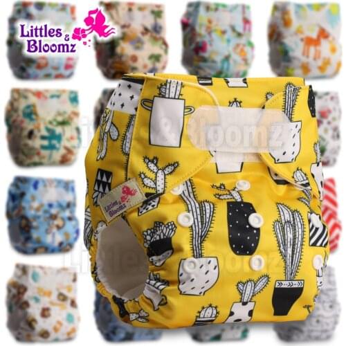 [Littles&Bloomz] One Size Reusable Cloth Nappy Washable Waterproof Baby Pocket Diaper STANDARD Hook-Loop Cover Wrap Insert