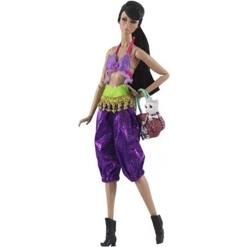 Fashion 11.5" Doll Clothes Purple Bra Bloomers Trousers For Barbie Outfit Clothing Set Pet Handbag 1/6 BJD Dolls Accessories Toy