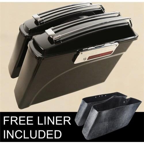 Motorcycle Saddlebags Top Rail W/ Light + Lid Latch For Harley Touring Softail Sportster Dyna Electra Street Glide 1994-2013