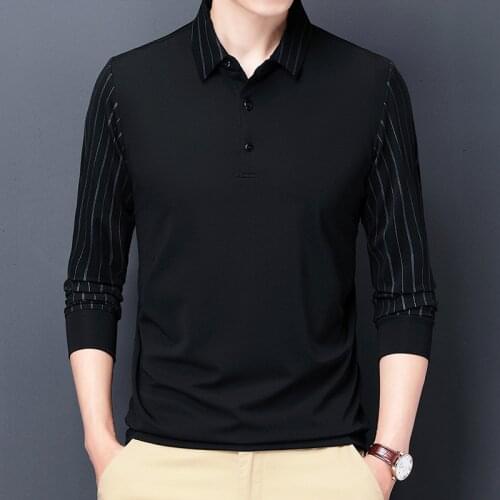 Men Clothing 2021 Autumn New Mens Long-sleeved T-shirt Casual Fashion Lapel Mens T Shirts