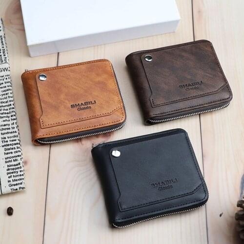 Bisi Goro Men and Women Bank Photo Card Holder Small Wallet Zipper Poucht Pocket Bag Coin Purse Short But High Capacity 3 Colors