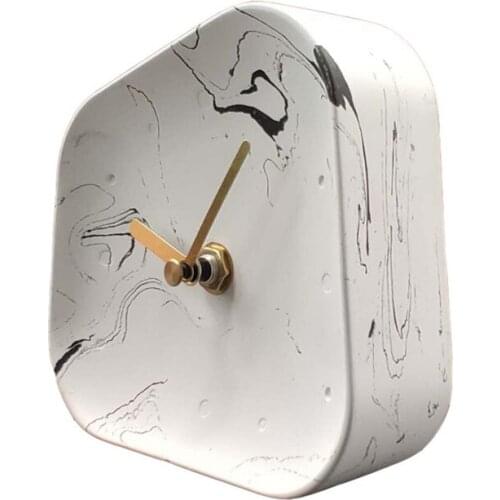Nordic Home Decoration Accessories Geometry Shaped Cement Table Clock Desktop Decoration Mute Concrete Small Desk Clock