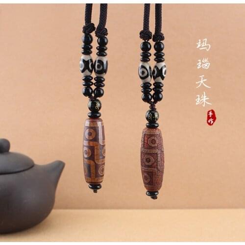 NATURE STONES Ethnic necklace Crack nine eyes beads warding off evil jewelry female Buddha beads Vintage pendant
