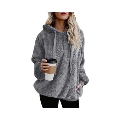 2018 New Hot Sale Fashoin Womens Sexy Solid Fluffy Winter Top Hoodies Ladies Hooded Pullover Hoodie Sweatshirt Mujer