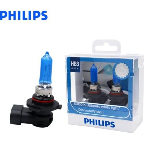 Philips 9005 HB3 12V 60W Diamond Vision 5000K Xenon White Car Halogen Original Headlight Auto Bulb OEM Lamps 9005DVS2, Pair