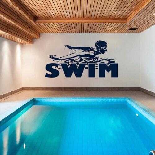 Swim Sport Wall Decal Butterfly Swimming Technique Girl Swimmer Wall Sticker Vinyl Swimming Pool Decor Murals Wallpaper 4680