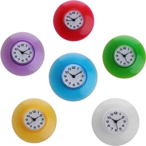 Silicone Bathroom Kitchen Shower Suction Wall Clock Water-Resistant Timer Glass New