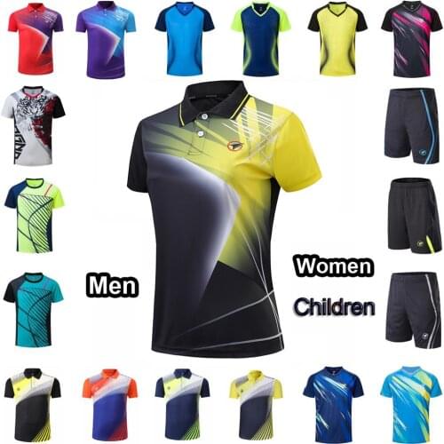 Men Women Tennis T Shirt , Girls Boys Tee Shirts Tennis Sportwear , Youth Badminton Kits Shorts , Table Tennis Training uniform