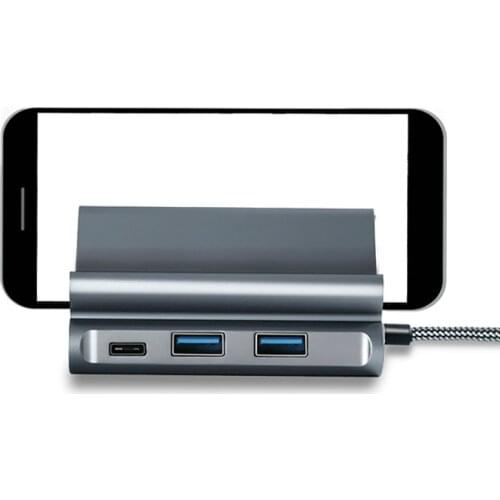 USB C Hub HDMI Adapter with Ethernet, Phone Stand, Type C Hub to HDMI 4k, 2 USB 3.0 Ports, PD Charging Port, SD/TF Card Reader