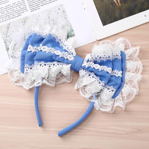 Party Anime Cosplay Loli Headwear Hair hoop Gothic Maid Lace Big Bowknot Barrette Hairband Hairhoop Headwear Hair Accessories
