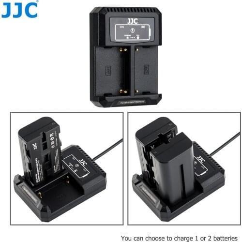 JJC Battery Charger USB Dual Slot for Sony NP-F550 F750 F970 FM50 FM500H Camera Supports QC 3.0 Fast Charging
