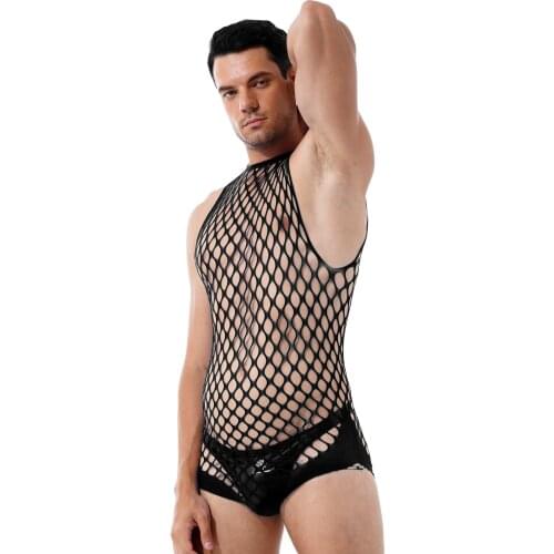 Lingerie Erotic Teddies Bodysuits Hollow Out Netted Bodystockings Underwear Halter Neck Sleeveless See-through Stretchy Nightwea