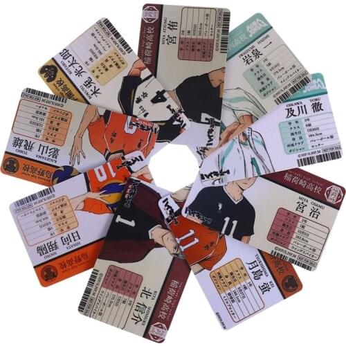 1Pcs Anime Haikyuu!! Figure Name Cards Hinata Shoyo Kageyama Tobio Boxuto Kotaro Shool ID Card Fan Collection Gifts
