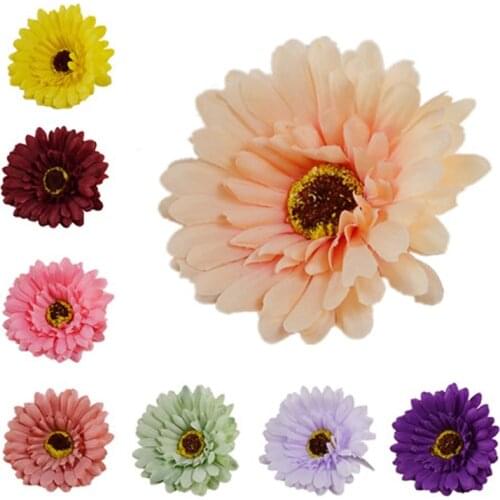 10PCS 10CM 10Colors Artificial Silk Gerbera Flower Heads Ghrysanthemum Daisy DIYHair Wedding Home Garden Bouquet Decoratiive