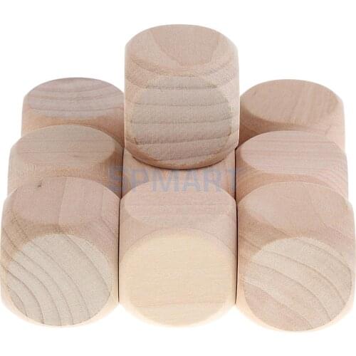 10PCS Blank Wooden Dice 3cm for Baby Blocks Baby Shower DIY Crafts Carving