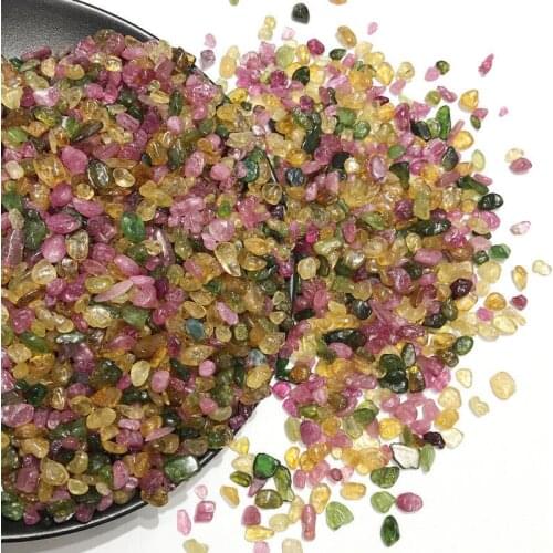 100g Rare Beautiful Natural Rainbow Tourmaline Crystal Gravel Tumbled Stone
