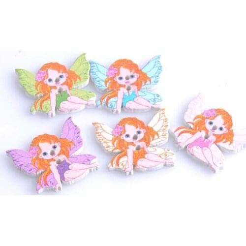 2 Holes Mixed Fairy Natural Wooden buttons For Sewing Scrapbooking Crafts 50pcs 25x29mm MT0045