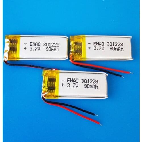 3 pcs 301228 3.7V 90mAh lipo lithium polymer rechargeable battery for MP3 GPS bluetooth headset video pen digital productors